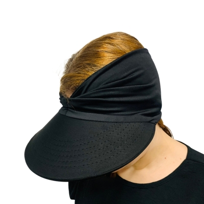 Viseira Turbante Dupla Face Azul e Preto